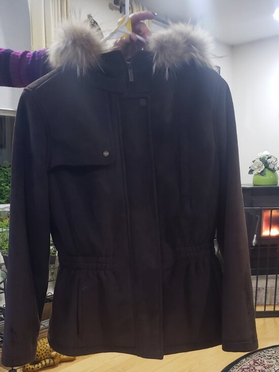 Winter Coat Fur Lined Hood, Calvin Klein - Picture 4 of 6